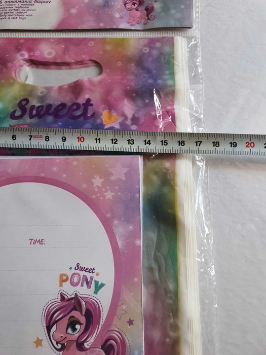 Set petrecere pungute+invitatii cu ponei