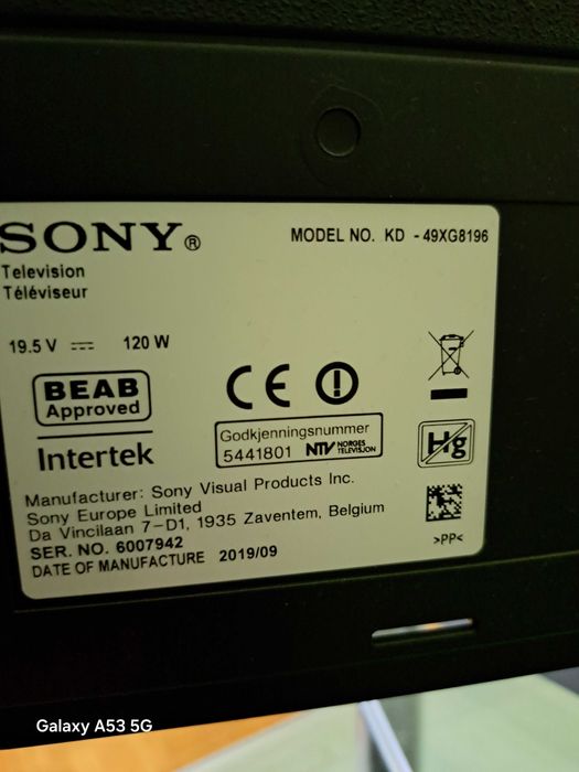 ТВ Sony 49XG8196