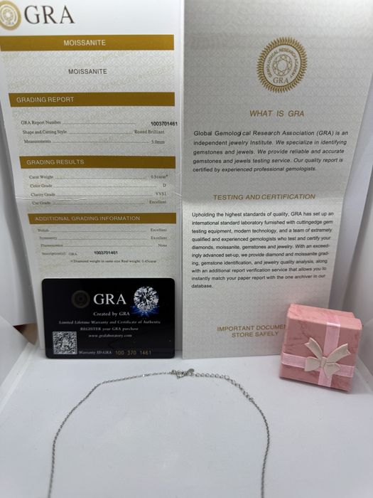 Сребърно колие с мойсанит (Диамамт) 0.5 карата