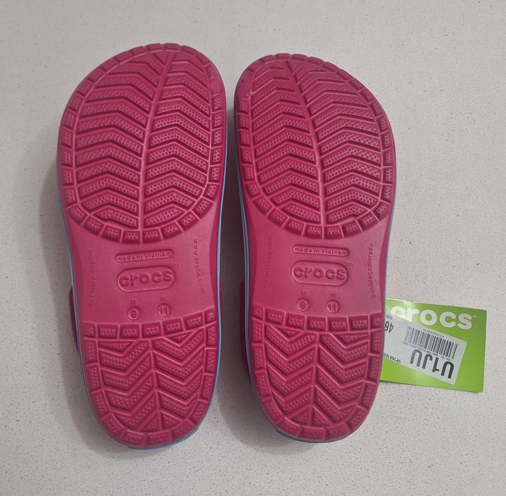 Saboți CROCS Crocband Candy Pink Bluebell noi, sandale, papuci slingback, nr 42-43 EU (M9 - W11)