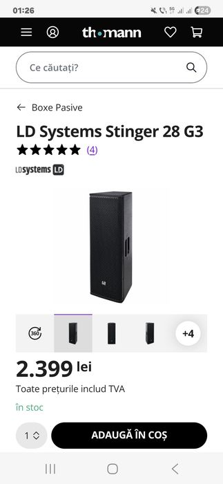 Vand 4 boxe  LD Sistem Stinger 28G3 pasive din lemn profesionale