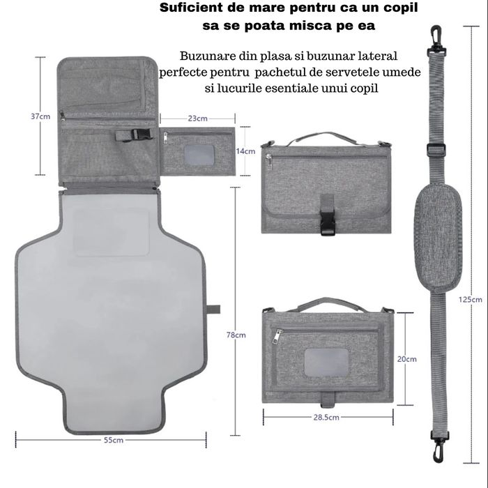 Geanta Multifunctionala pentru Bebelusi, saltea impermeabila
