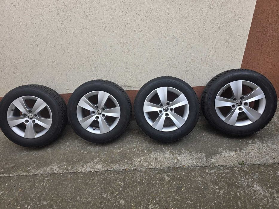 Set de 4 roti Originale Skoda R16, cu cauciucuri de iarna M=+S  215/60R16, Kodiaq, Karoq, Superb, Octavia, Volkswagen, audi, seat