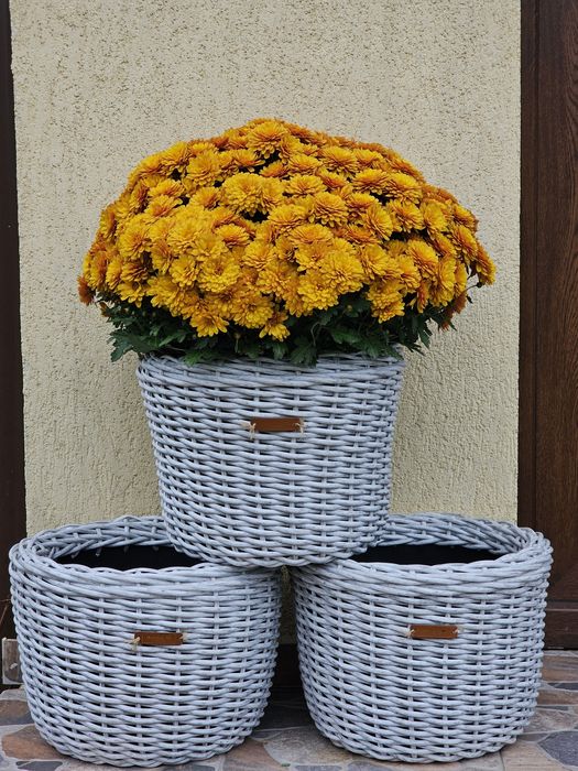 Ghiveci împletit din ratan sintetic, Handmade, volum 12 l