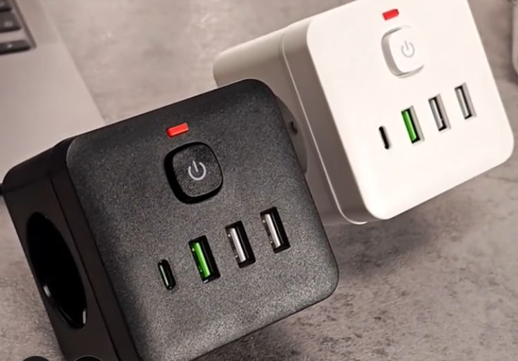 Разклонител-  куб 7 в 1  ( черен , бял )