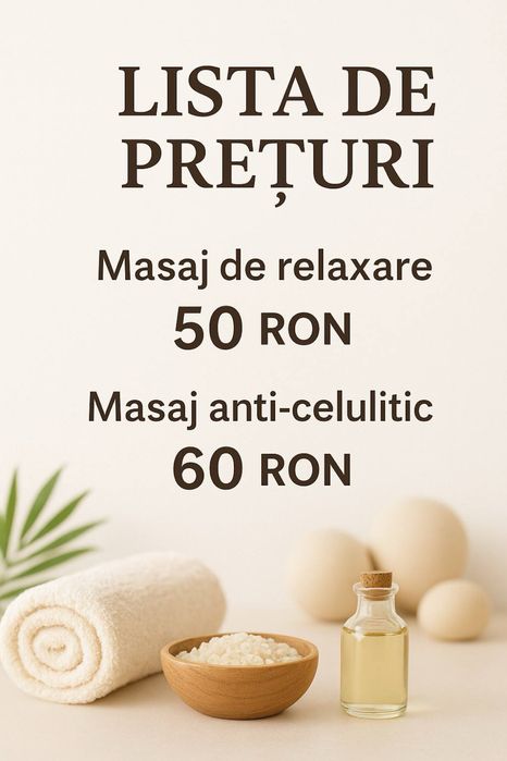 Masaj de relaxare si Masaj Anti-Celulitic la domiciliu