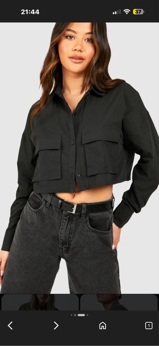 Къса черна риза Zara XS (cropped модел)