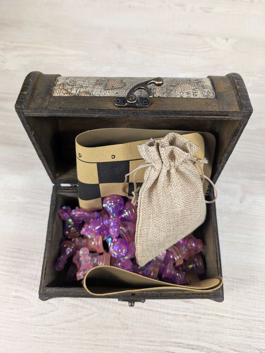 Set Piese de Șah Și Dame Glitter holografic ROZ/MOV