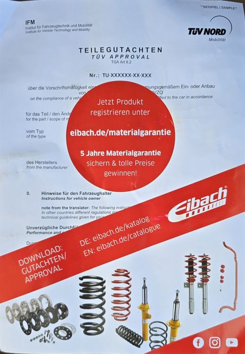 Спортни пружини Eibach Pro kit за опел инсигния А