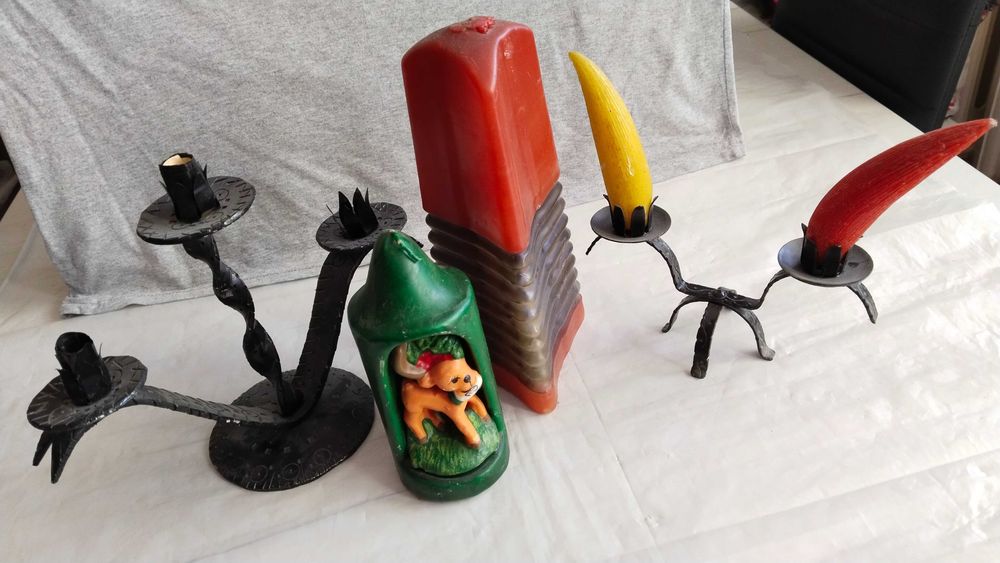 Свещници дърво и ковано желязо