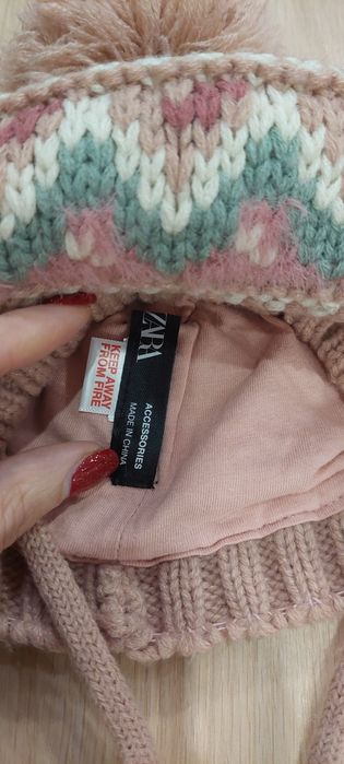 Бебешки комплект шапка и шал яка на Зара за 0-1г