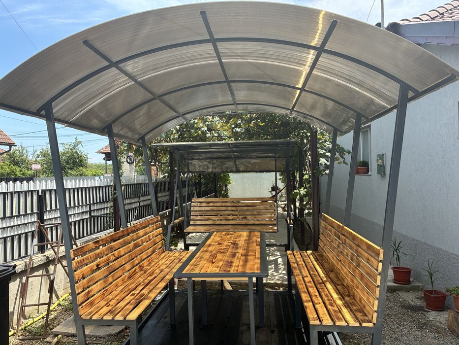 Foișor de grădină modern, cu banci și masă incluse – Nou!