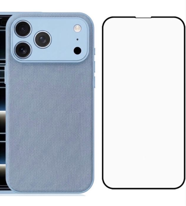 Husa Magsafe Textil Fiber si Folie Sticla Iphone  17 PRO MAX 17 PRO 17 18 PRO 18 PRO MAX