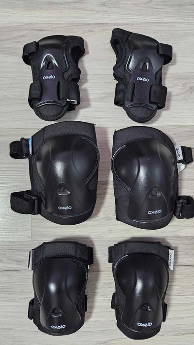 OXELO Комплект детски Протектори, Наколенки, Черни, XS, 6-10 г