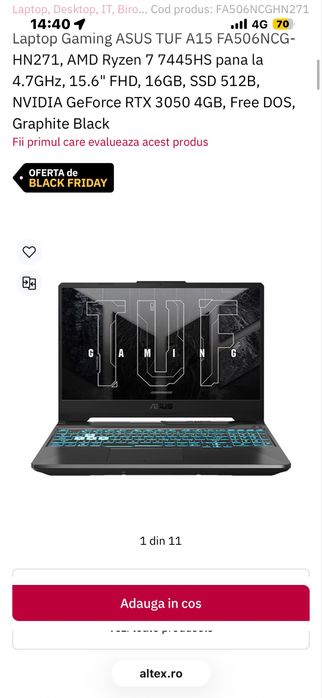 Vand laptop gaming nou