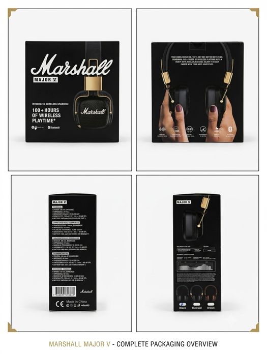Беспроводные наушники Marshall Major V (Black Gold)