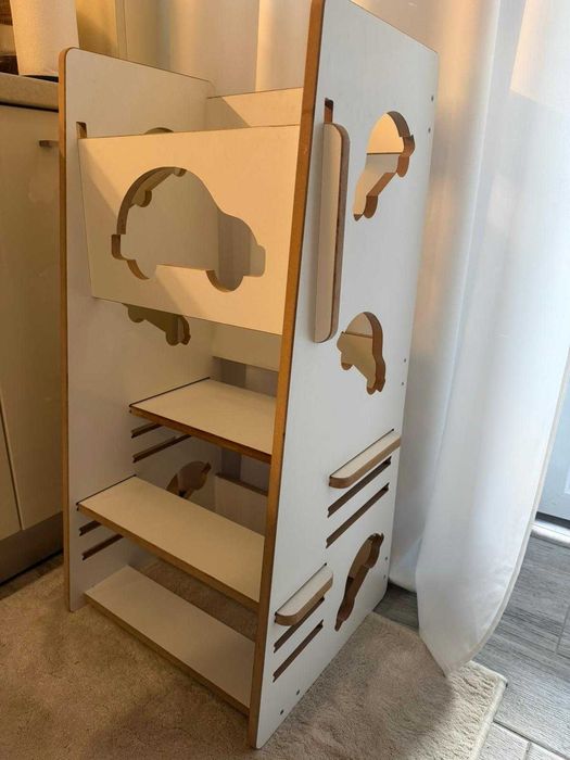 Turn de invatare - learning tower alb masinuta