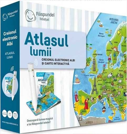 Raspundel Istetel - Creion electronic Albi + carte Atlasul Lumii