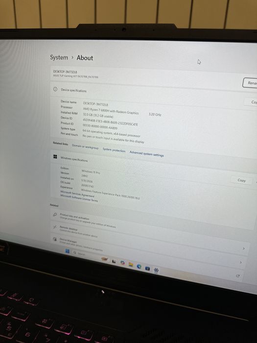 Laptop Gaming ASUS TUF A17, Ryzen 7 , RTX 3070-140w, DDR5 , Impecabil