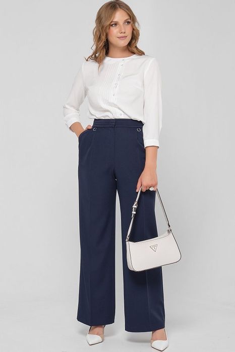 Синие брюки с защипами