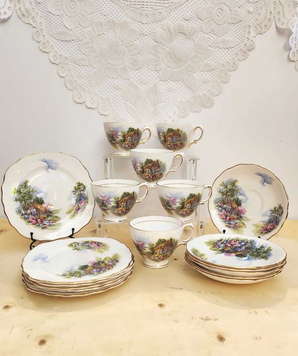 Чаен сервиз Royal Vale с английски пейзажи за 6 души