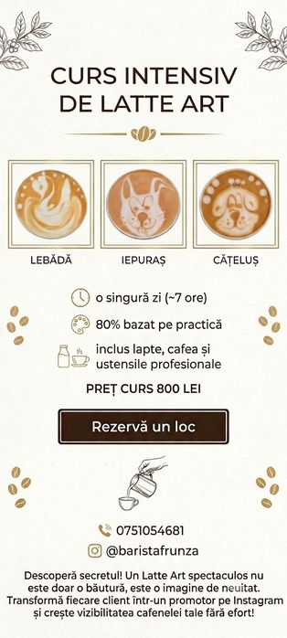 Cursuri barista latte art
