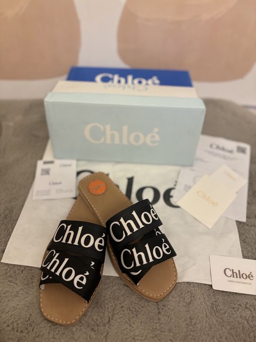 Slapi Chloe Woody Canvas Slides negru 36-41 marimi