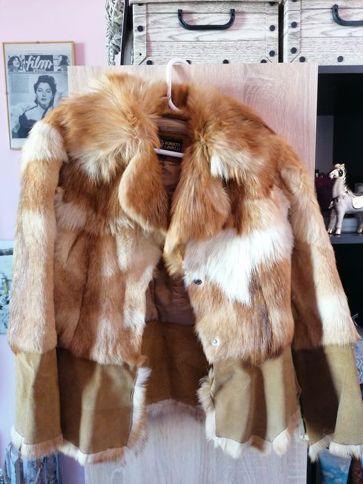 ROBERTO CAVALLI, оригинално палто от естествена кожа и естествен косъм