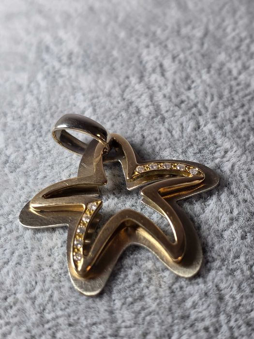 Set Pandantive Steluță din Aur Bicolor 14K cu Pietre Strălucitoare