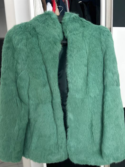 Jachetă Blană Naturală Verde Smarald