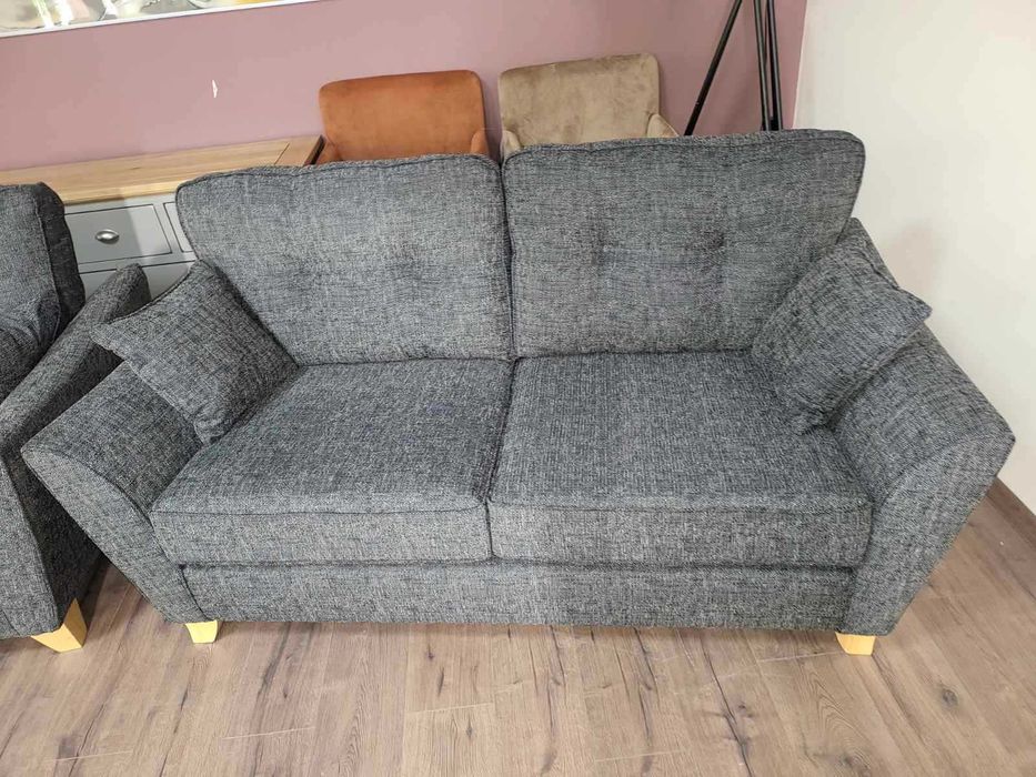 Сив комплект дивани от плат тройка и двойка