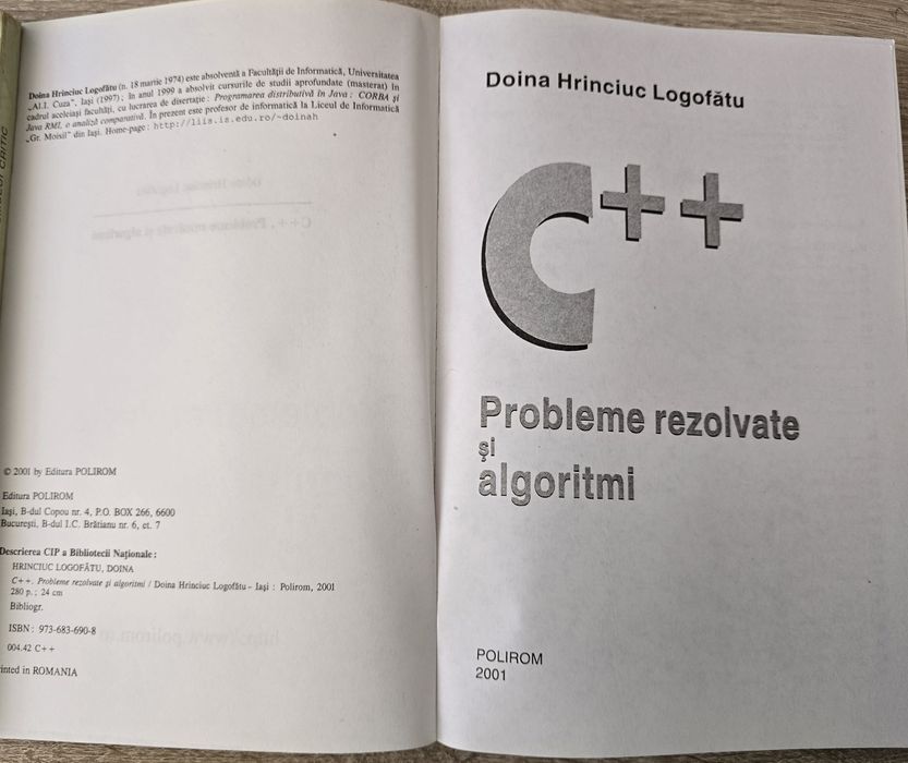 Carte C++ Probleme rezolvate si algoritmi - Doina Logofatu (Polirom)