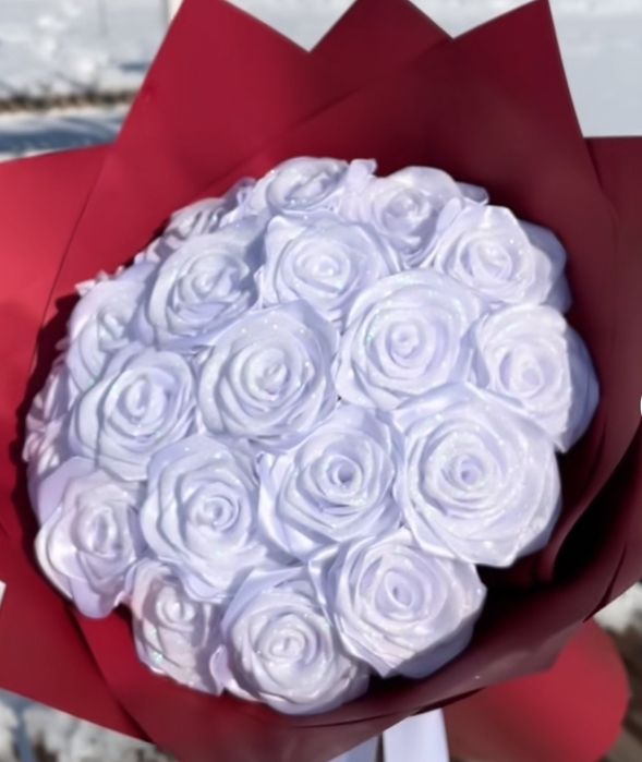 Атласные розы делаю на заказ вечные цветы 1 шт 12000