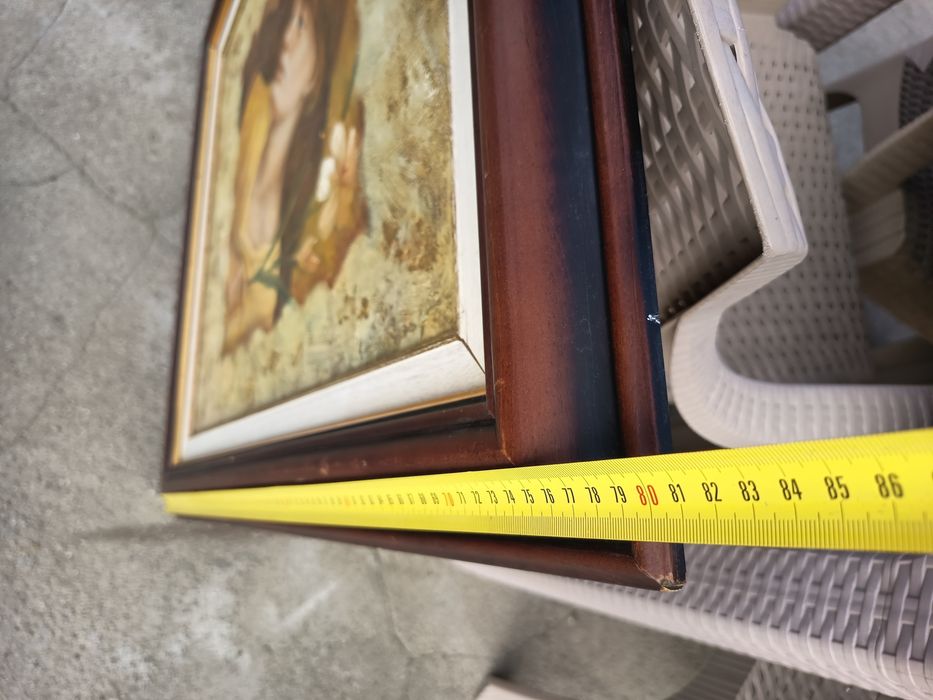 Tablou Autentic Portret Deosebit Lucrat Pe Panza În Foita De Aur