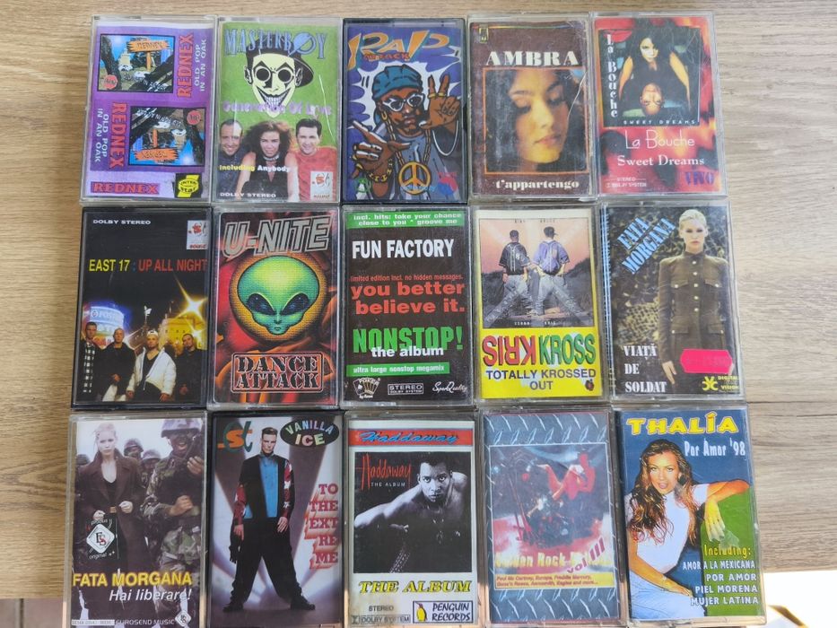 Casete audio originale anii ’90 – Eurodance / Pop / Rap – 25 lei bucata.