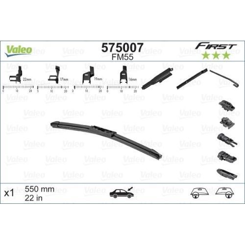 Lamela stergator 550mm/22in Alfa Romeo, Audi, BMW, Citroen, Dacia, Fiat, Ford, Hyundai, Jeep, Kia, Lancia, Land Rover, Mazda, Mercedes, Nissan, Opel, Peugeot, Renault, Seat, Suzuki, Toyota, VW, Volvo;