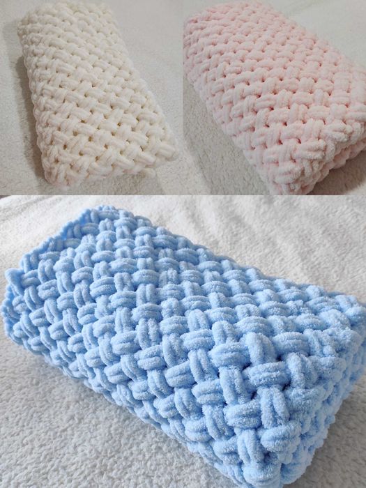 Бебешко одеяло-меко, пухкаво, ръчно плетено