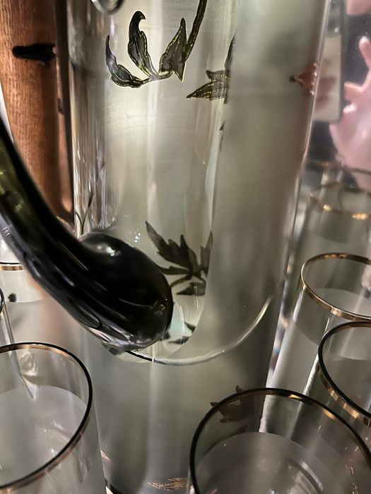 Набор графин и 6 стаканов Богемия с позолотой Чехословакия