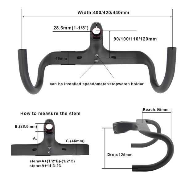 Ghidon carbon cursiera Integrat cu pipa AERONOVA aero Nou 40 42 44