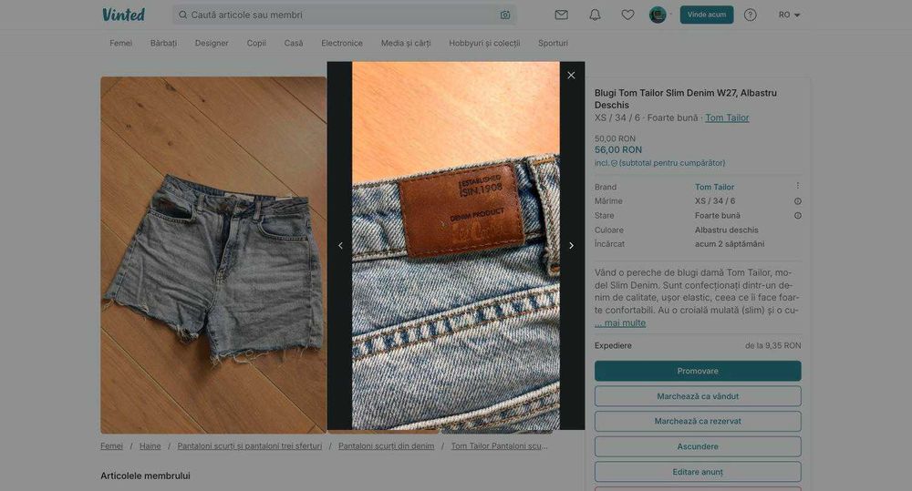 Blugi Tom Tailor Slim Denim W27, Albastru Deschis