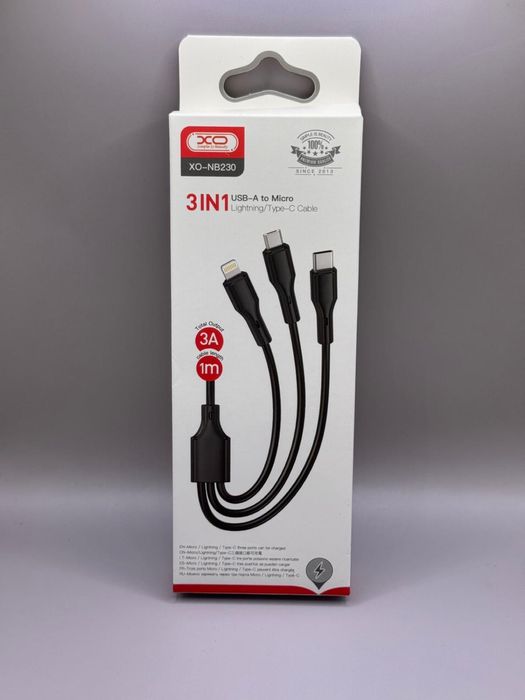 Încărcător telefon Quick Charge 3 in 1 USB-A to Micro / Lightning / Type-C