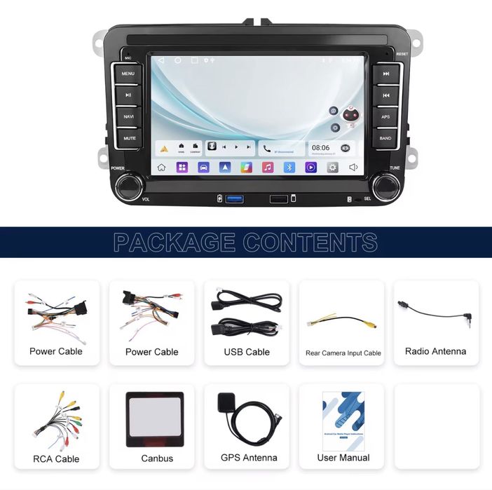 Navigatie Carplay 4GB RAM Volkswagen Golf Passat Skoda Seat