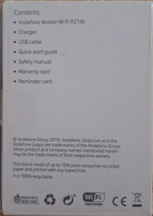 Router portabil Vodafone Mobile Wi-Fi R218t 4G LTE - NOU, Full Box