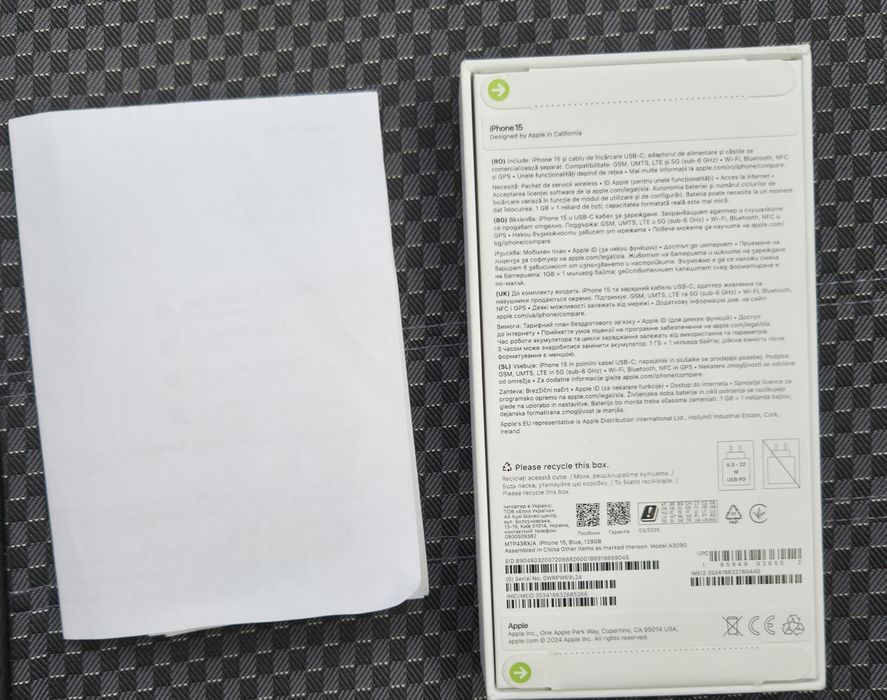 Vând iphone 15 blue 128g sigilat cumpărat de la flanco cu factura