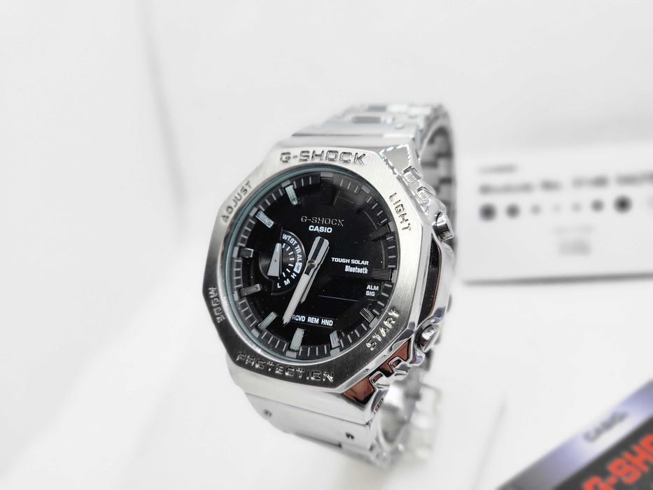 Ceas Sport Barbati Casio g shock Full METAL Silver black GM B2100D Nou, Garantie 2 ani