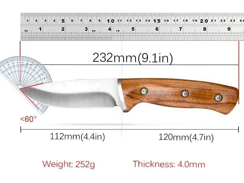 Cutit Buck Outdoor, otel inoxidabil, maner lemn tranadafir,teaca piele