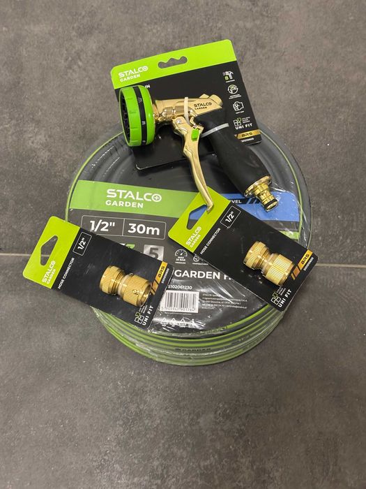 Set Complet Furtun Grădină 1/2" 30m Stalco Garden + Pistol Alamă