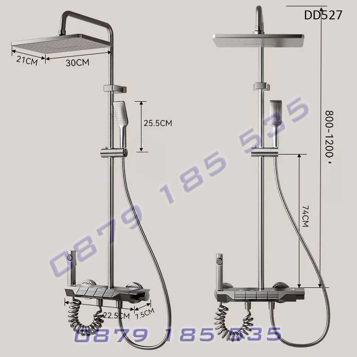 Луксозна душ система пиано бутони 4 функции никел модерна баня