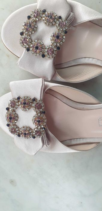 Enzo Bertini Papuci de satin cu strasuri