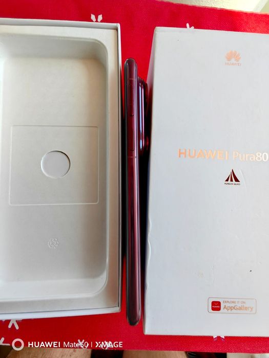 Vând HUAWEI PURA 80 PRO ROȘU cu factura și garanție până în septembrie 2027